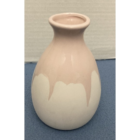 Isaac Mizrahi Loves XO Sienna Pottery Vase Pink & White 6.5" - Picture 4 of 7